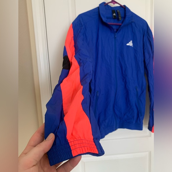 Adidas Woven Tape Jacket Water Resistant Wind Breaker - Men’s Small - Royal Blue - Picture 5 of 16